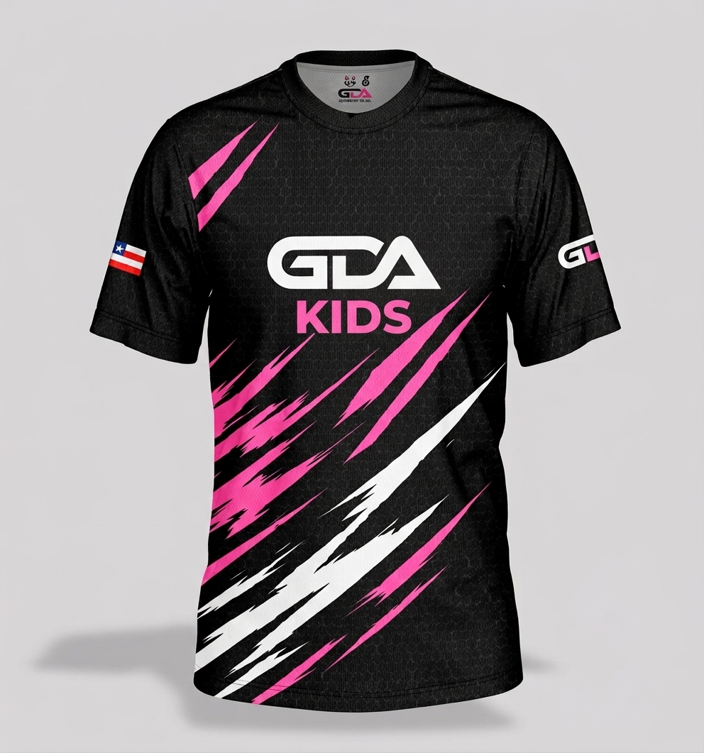 Camisa Oficial GDA Kids — feminina (rosa, produto)